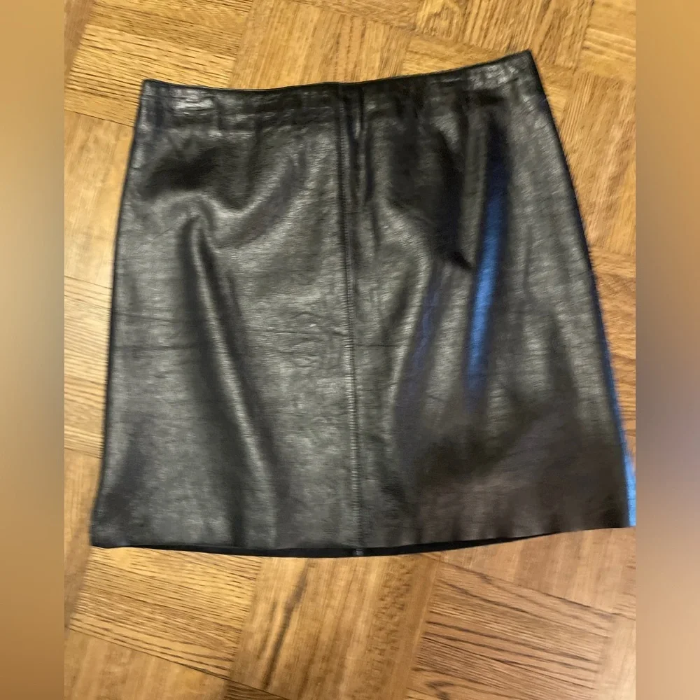 Kenneth Cole Black Leather Pencil Skirt